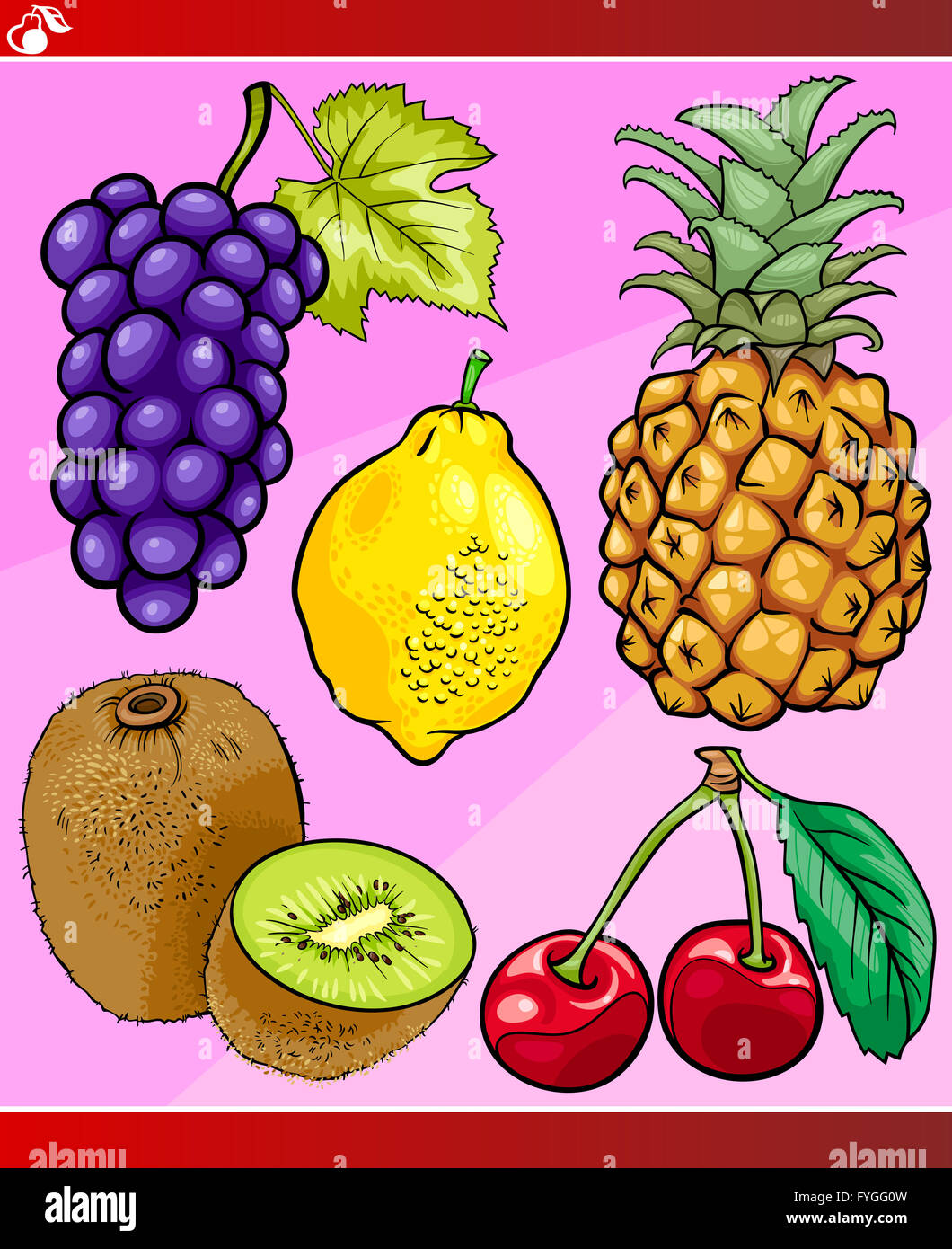 fruits set cartoon illustration Stock Photo - Alamy