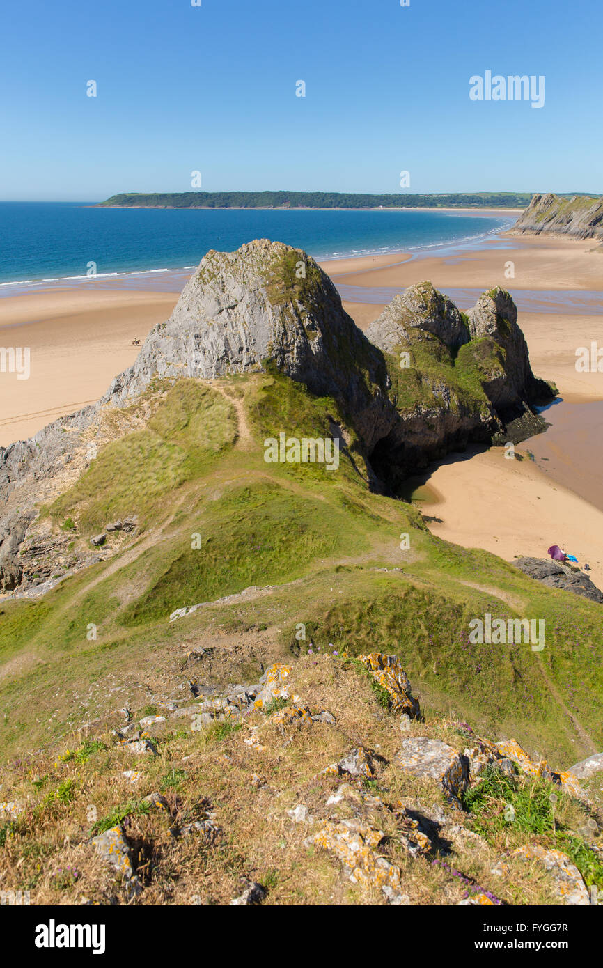 Three Cliffs Bay the Gower Wales uk beautiful part of the peninsula in ...