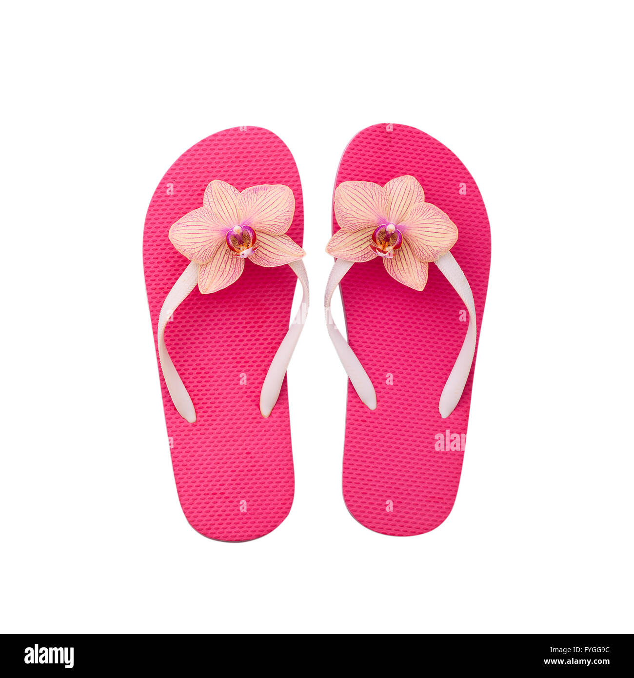 Summer shoes object Flip flops close up isolated on white background ...