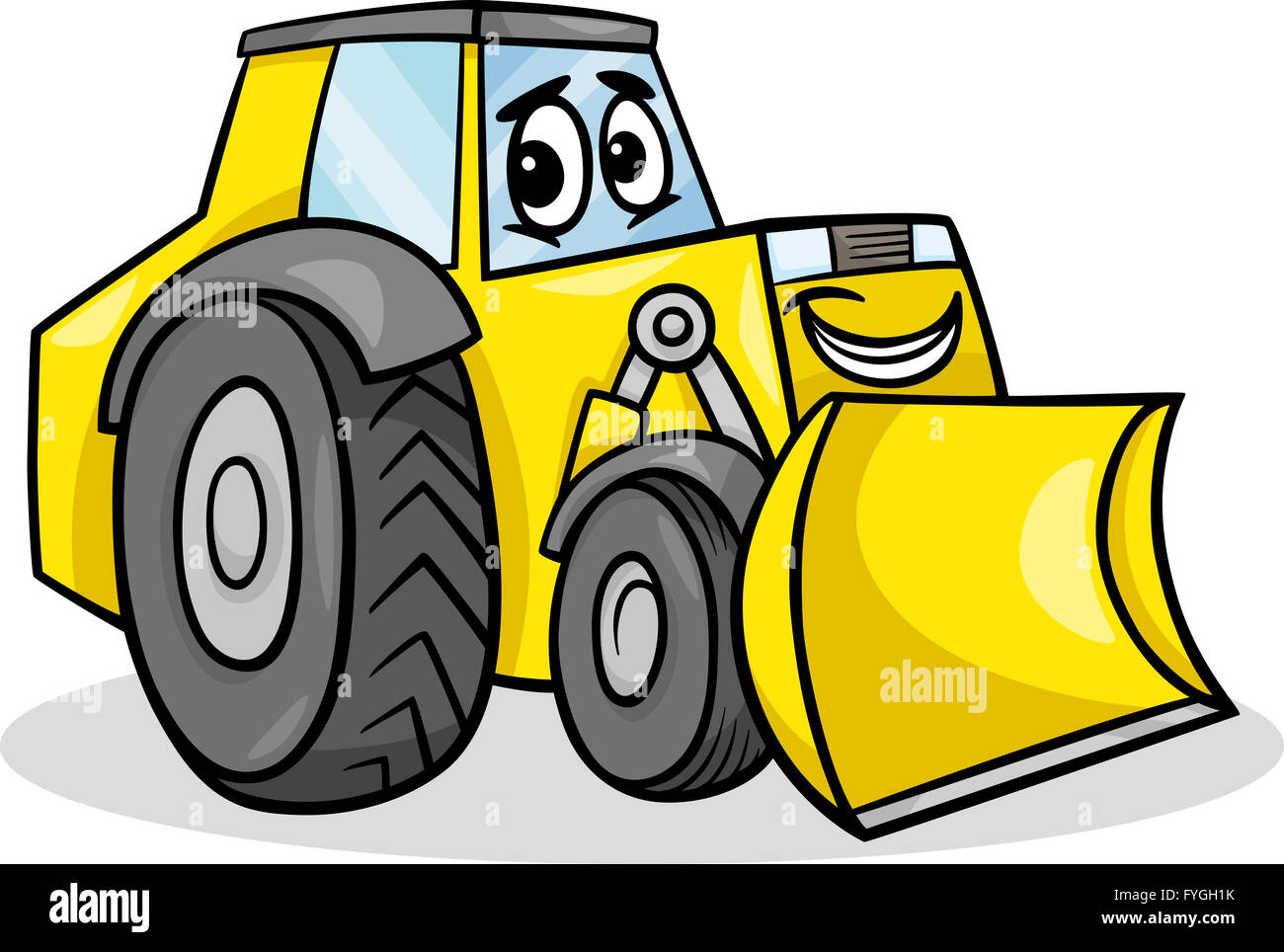 bulldozer character cartoon illustration Stock Photo - Alamy