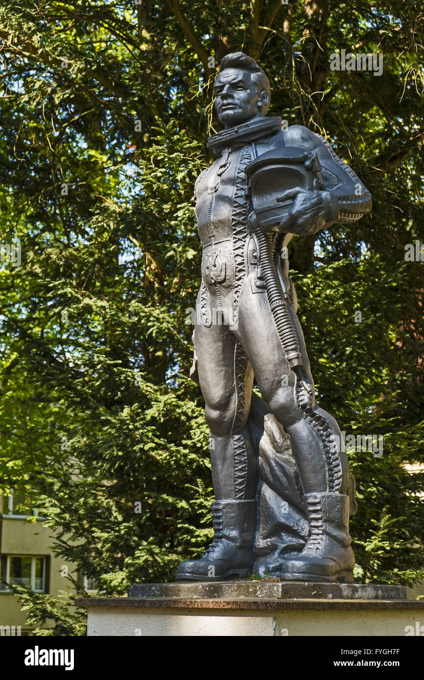 Sculpture of a jet pilot, Waldstadt Wuensdorf Stock Photo