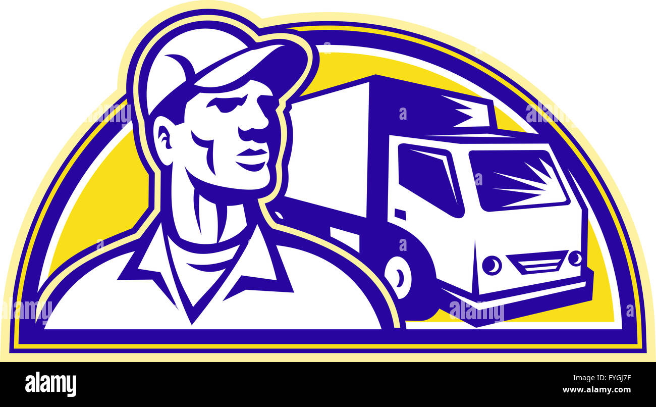 Removal Man Delivery Guy with Moving Van Stock Photo