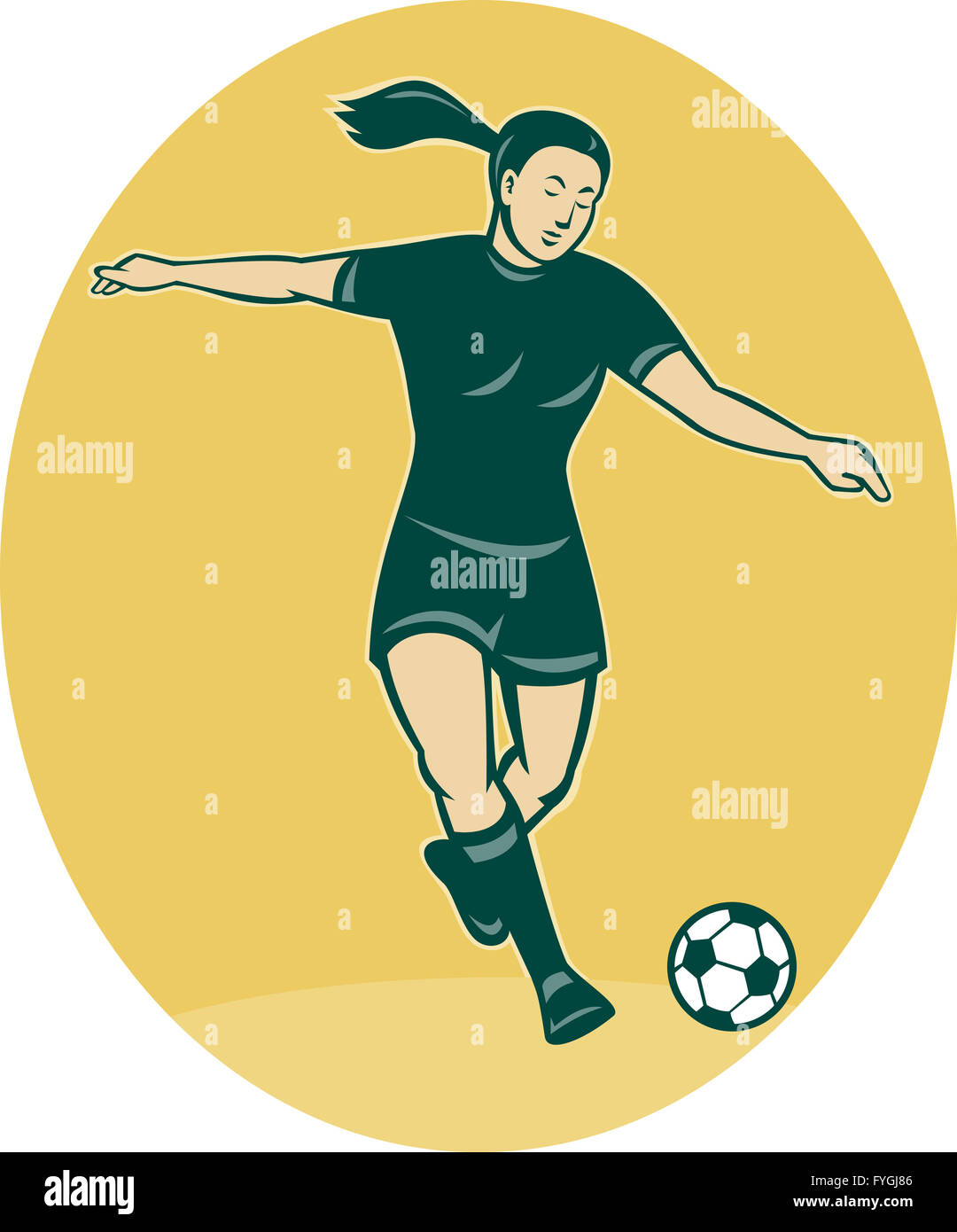 soccer player woman kicking ball Stock Photo - Alamy