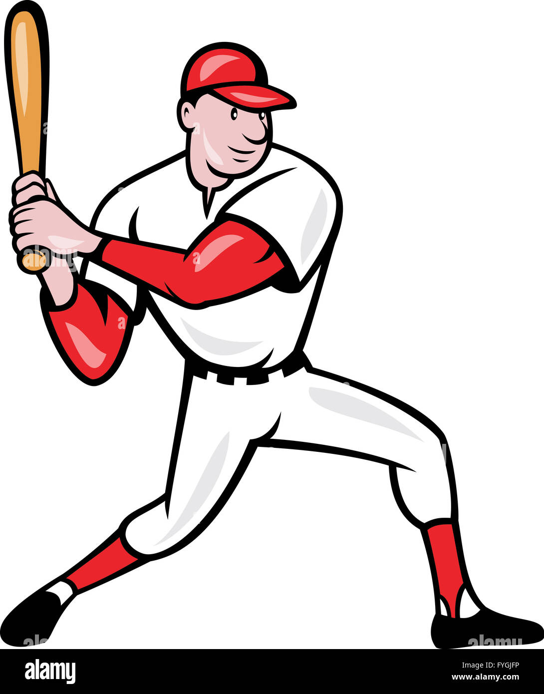 American Baseball Player Batting Cartoon Stock Photo