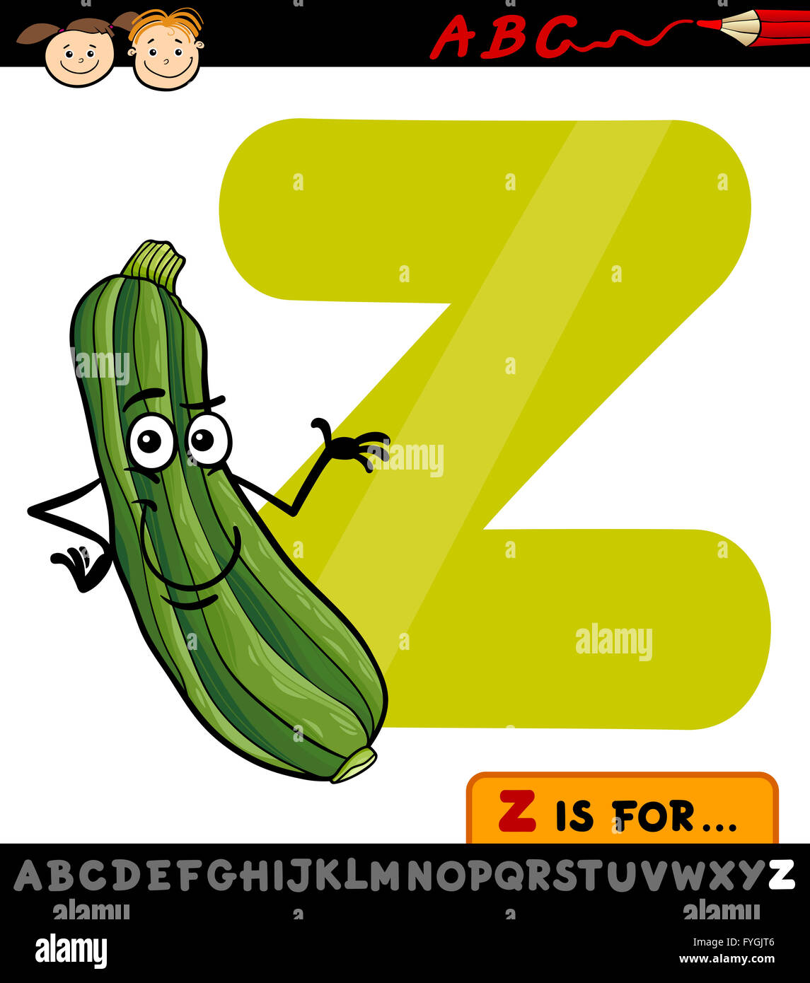 letter z for zucchini cartoon illustration Stock Photo