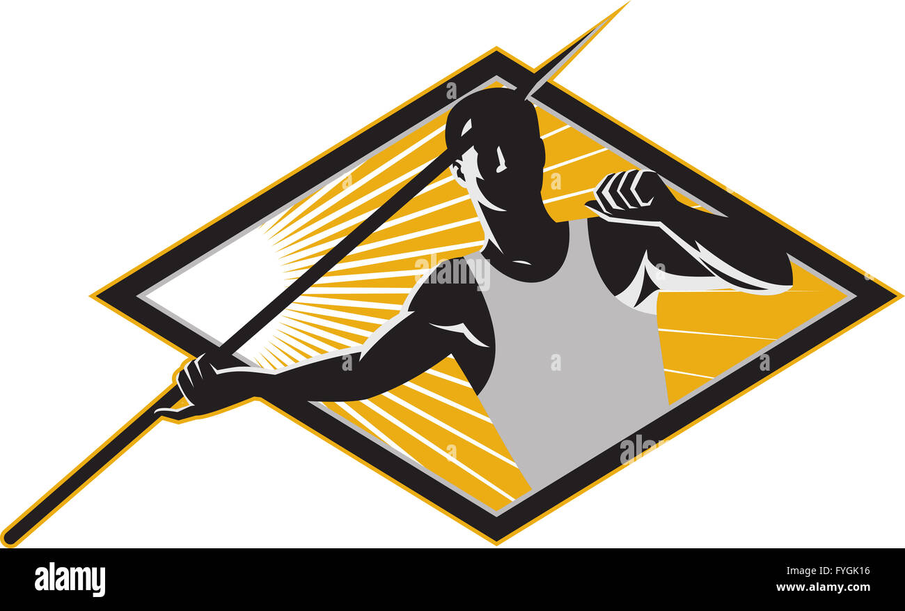Track and Field Athlete Javelin Throw Retro Stock Photo - Alamy