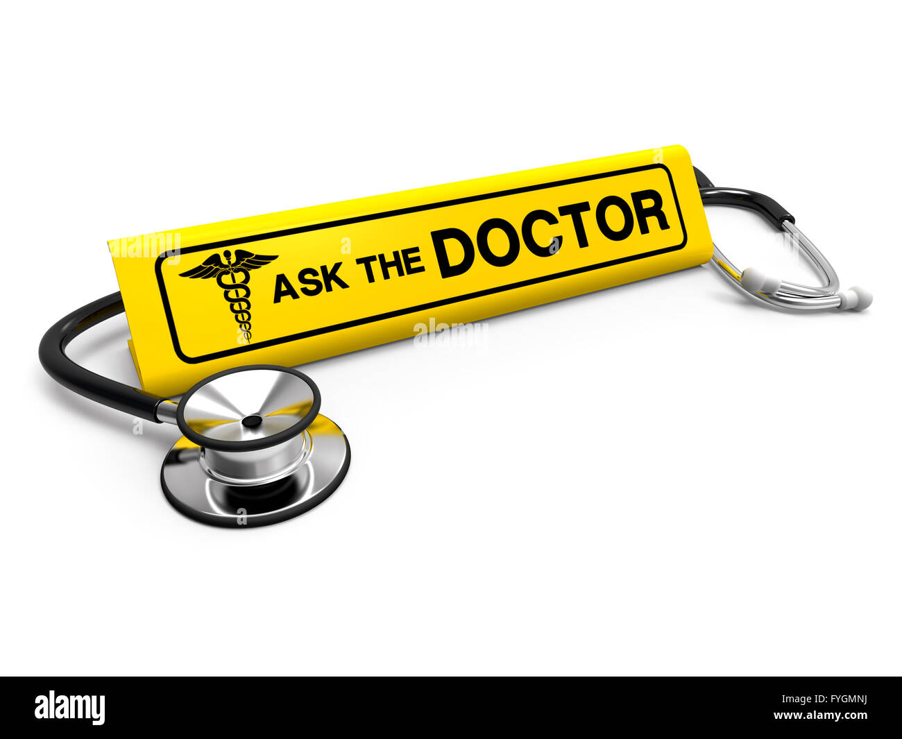 Ask the doctor sign and stethoscope, medical Stock Photo