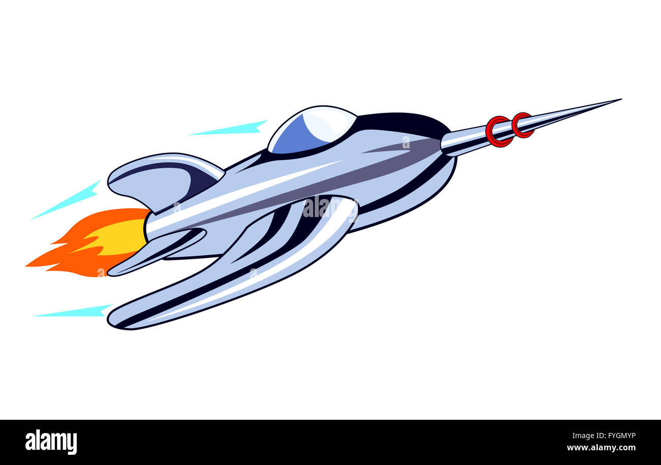 Rocket Ship Flying Stock Photo Alamy