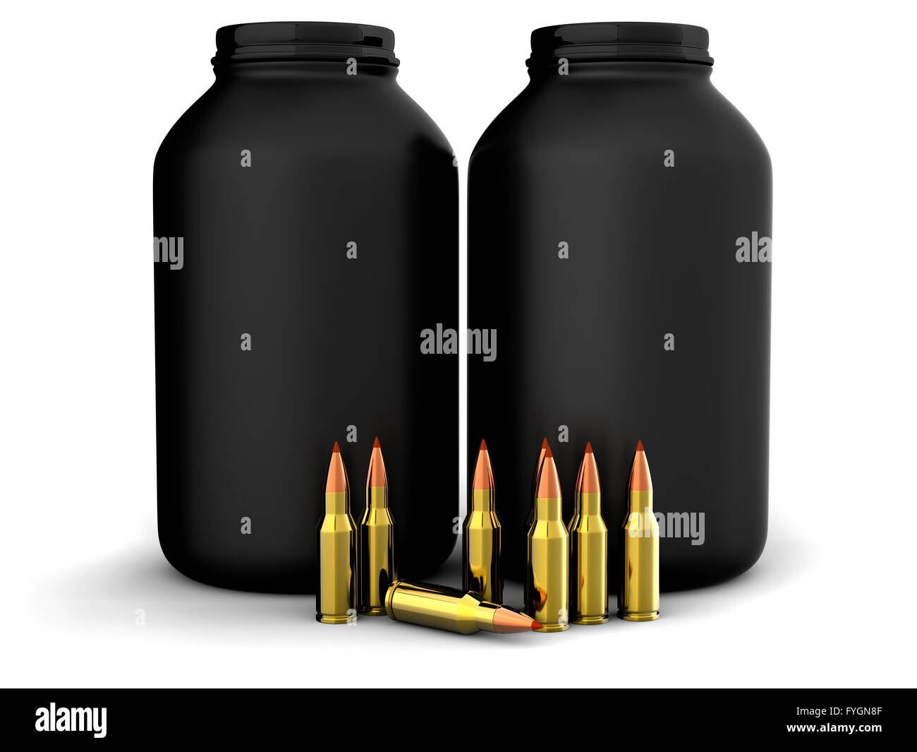 Bullets with gun powder, ammo, ammunition Stock Photo
