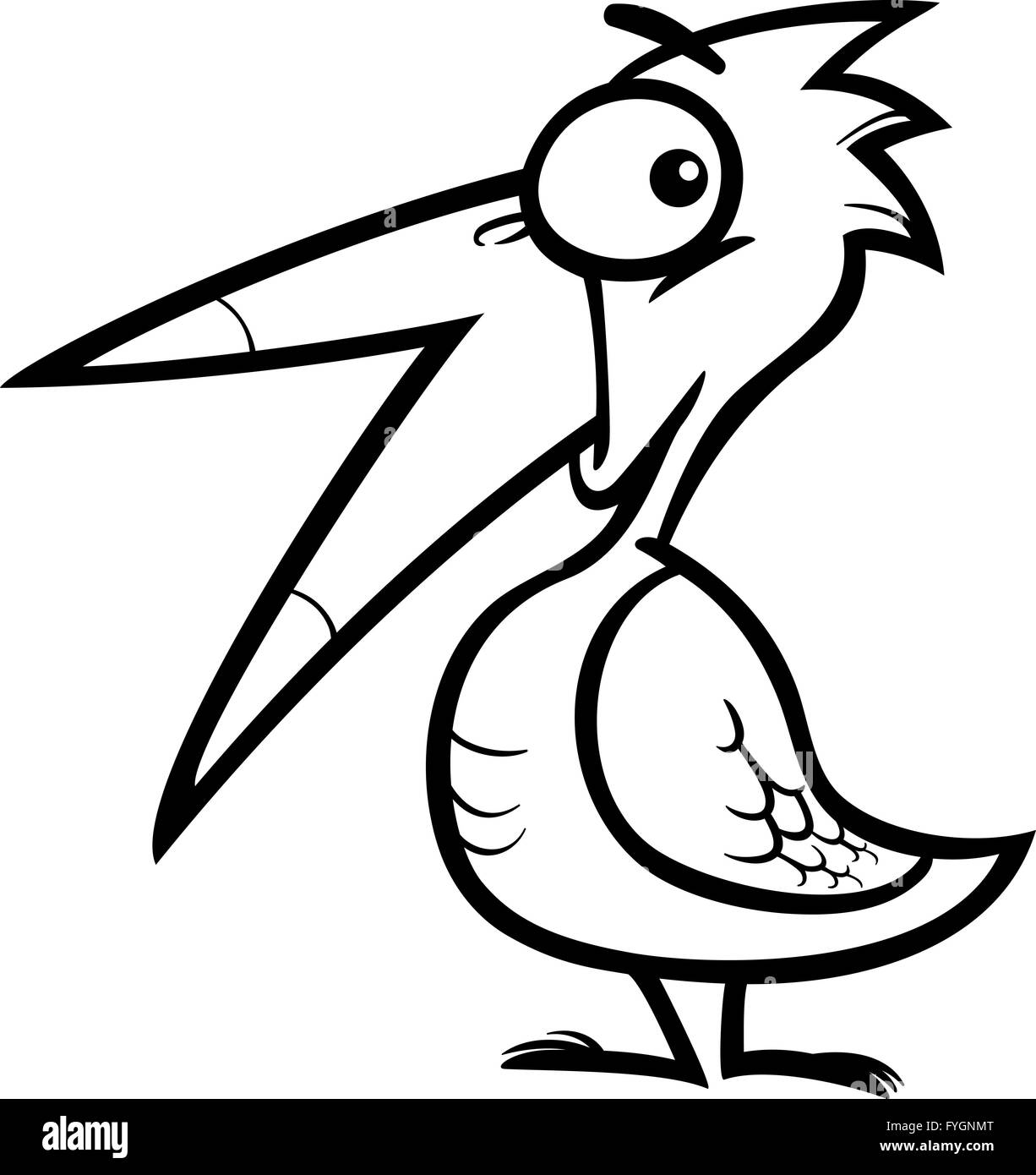 little bird cartoon for coloring book Stock Photo