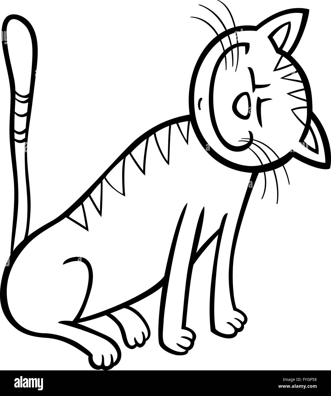 happy cat cartoon for coloring book Stock Photo