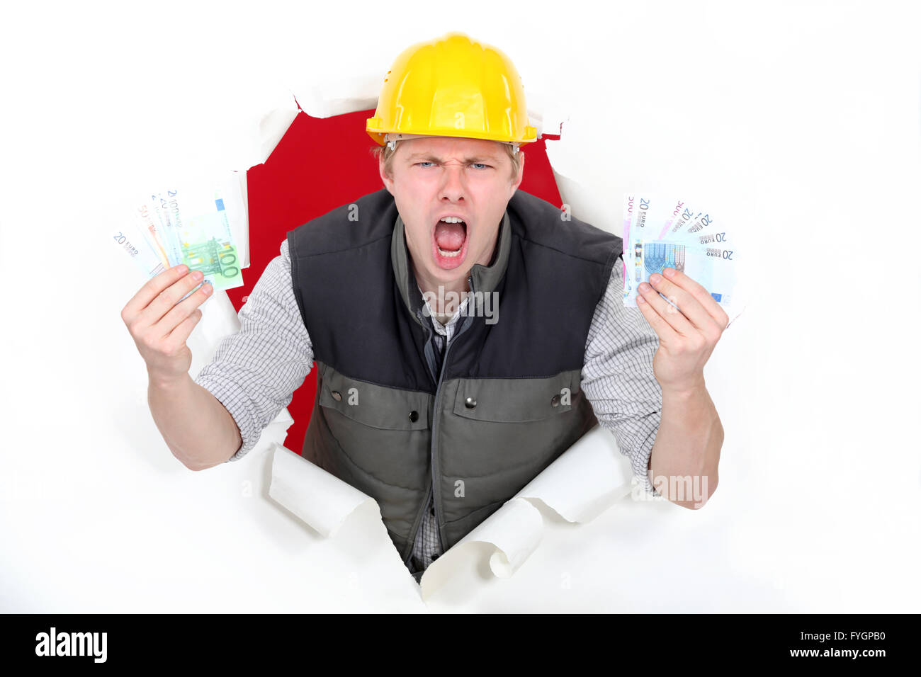 A male construction worker with plenty of cash Stock Photo Alamy