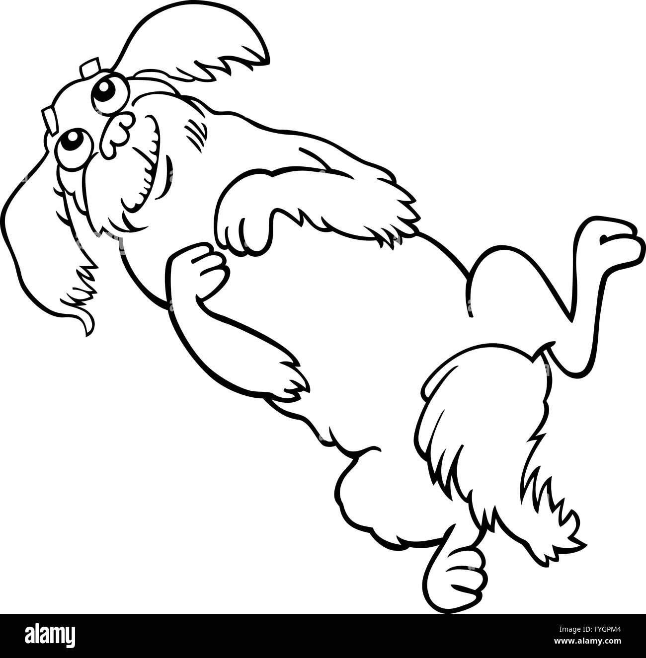 happy fluffy dog cartoon for coloring Stock Photo