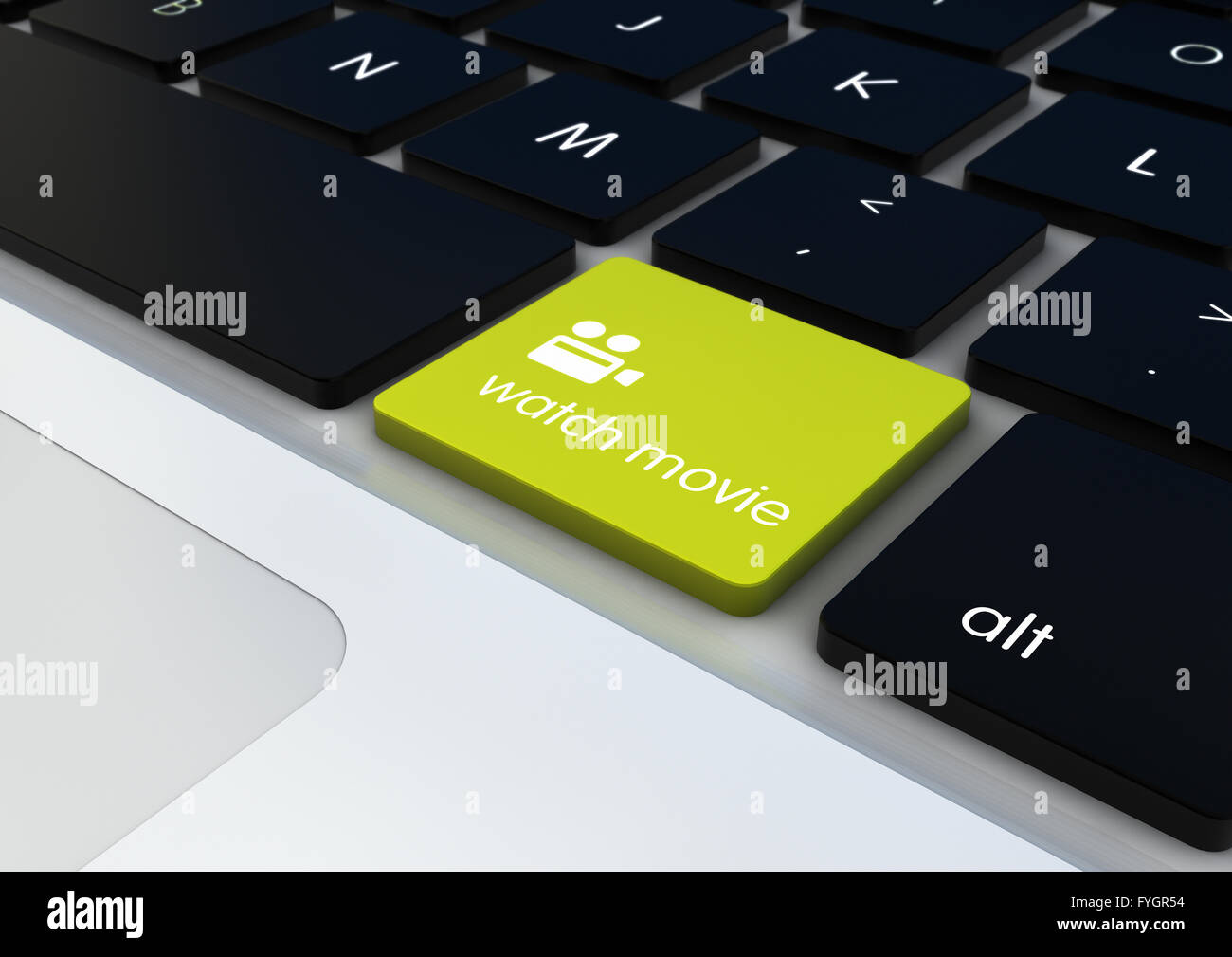 watch movie concept: watch movie button on a keyboard Stock Photo