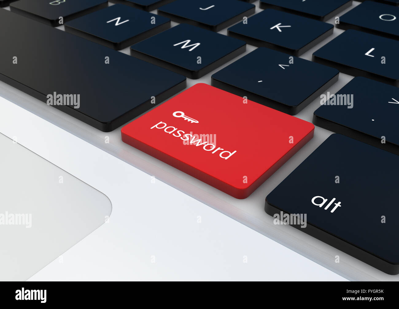 security concept: password button on a keyboard Stock Photo