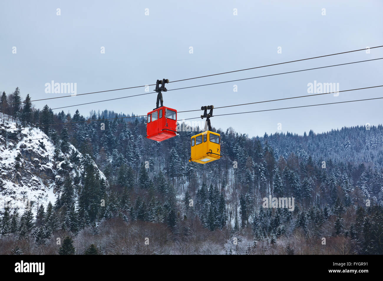 Cable way at mountains ski resort St. Gilgen - Austria Stock Photo - Alamy