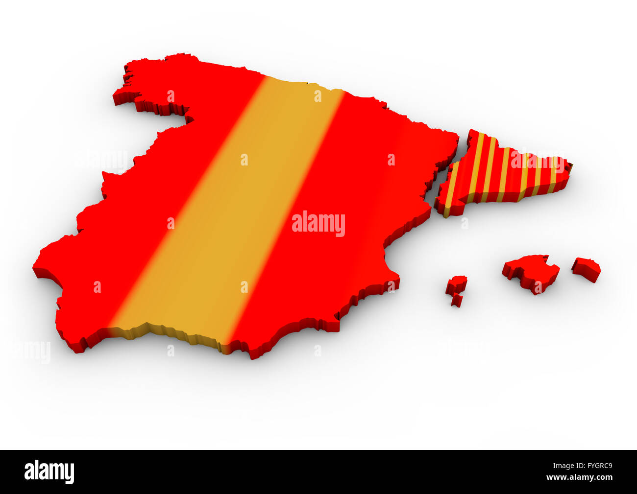 map of spain with a separated catalonia Stock Photo