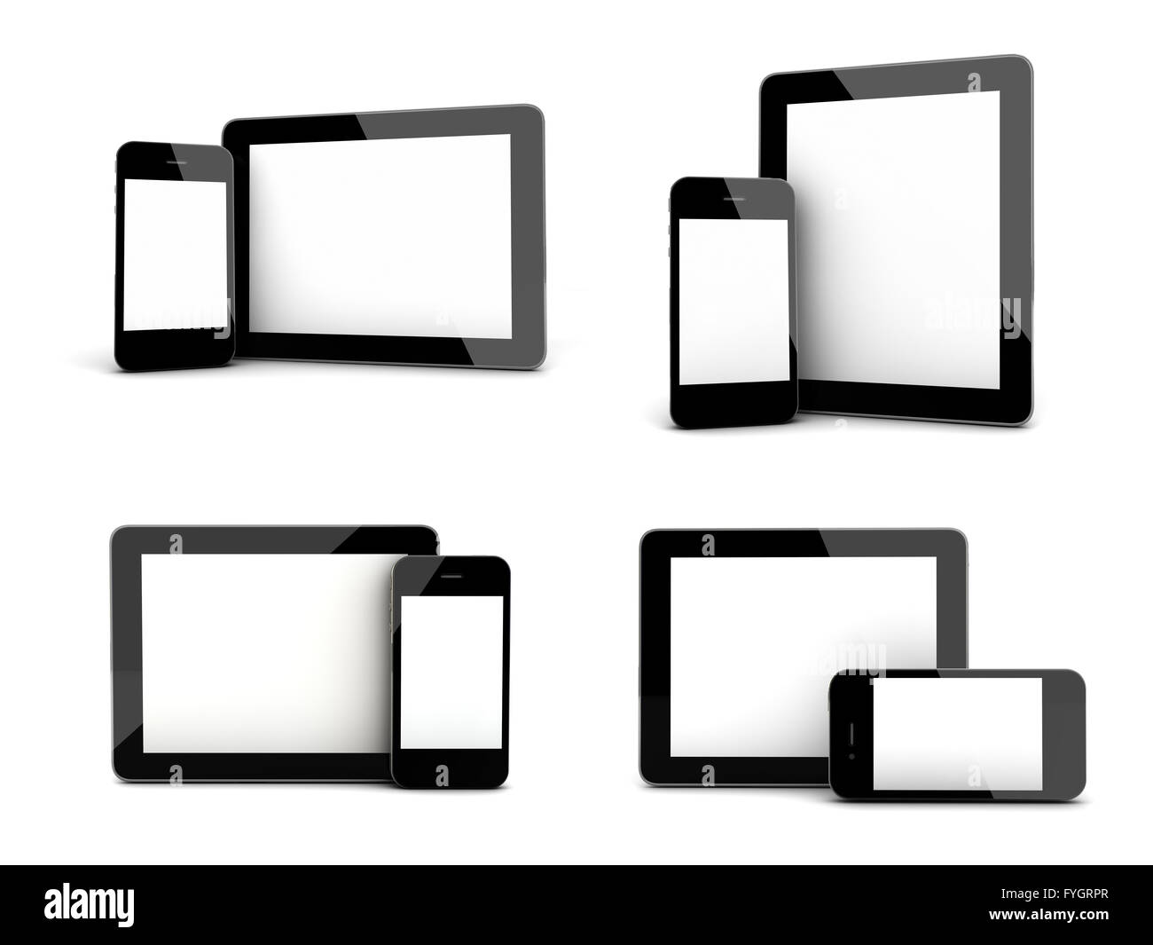 some blank devices in a collage, mockup use Stock Photo