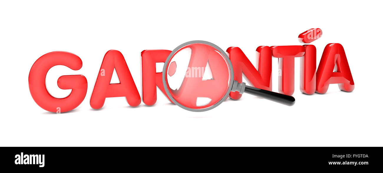 render of the text warranty in spanish isolated on white background