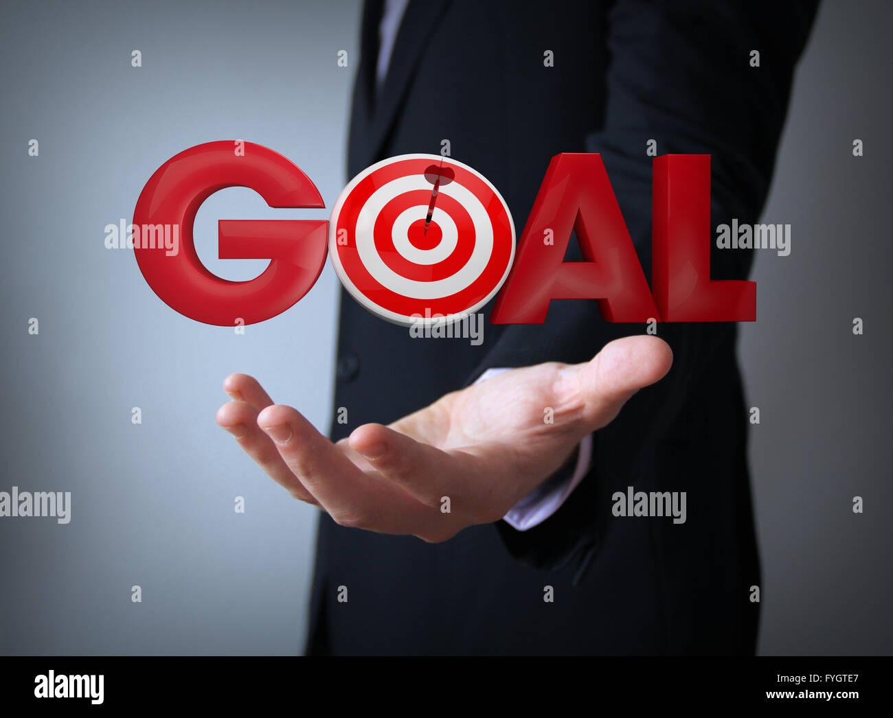 goal text over businessman hand Stock Photo