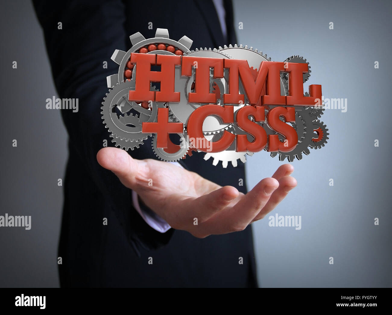 html5 coding businessman Stock Photo