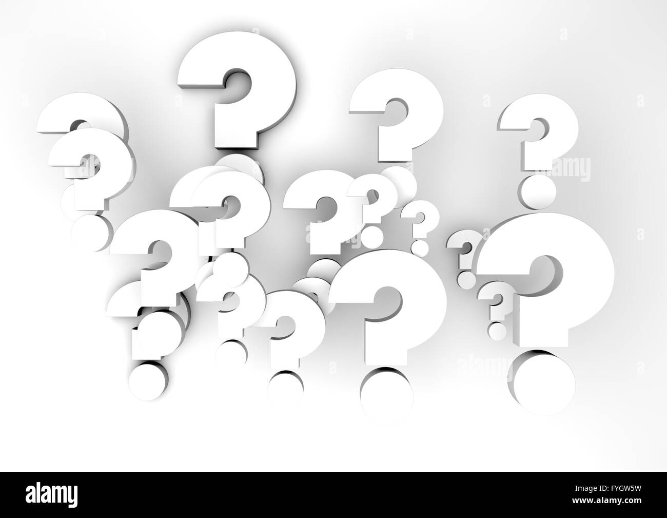 render of a group of question marks Stock Photo
