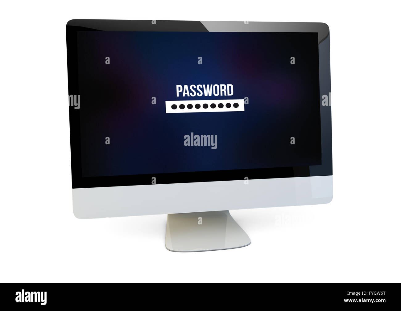 security online concept: render of a computer with password on the screen Stock Photo
