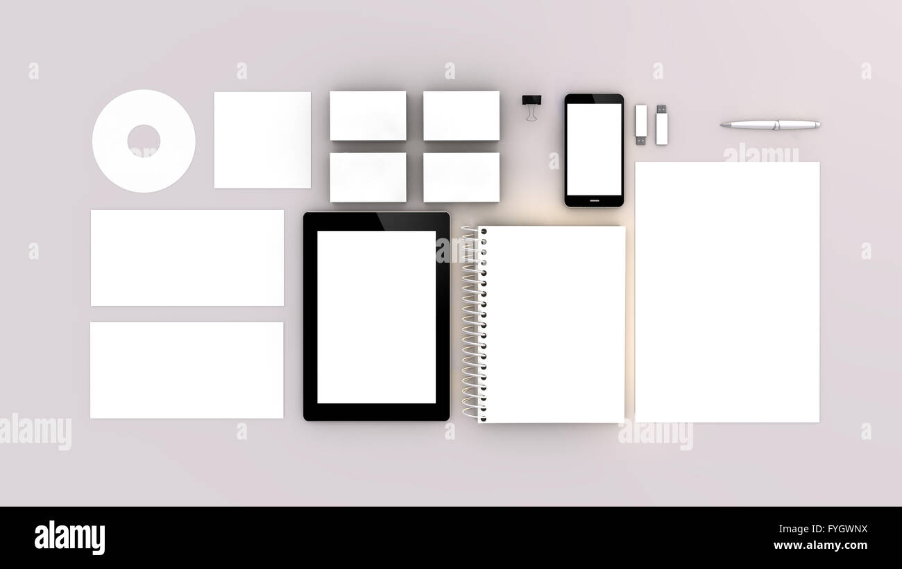 business and branding concept: realistic 3d blank mockup to show corporate identity. Stock Photo