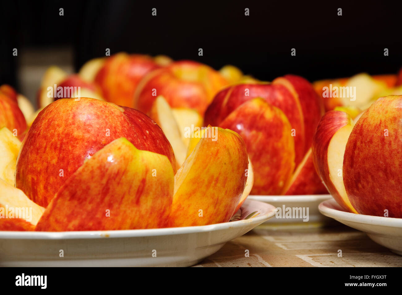 Red apple segment. Healthy food backgrounds Stock Photo