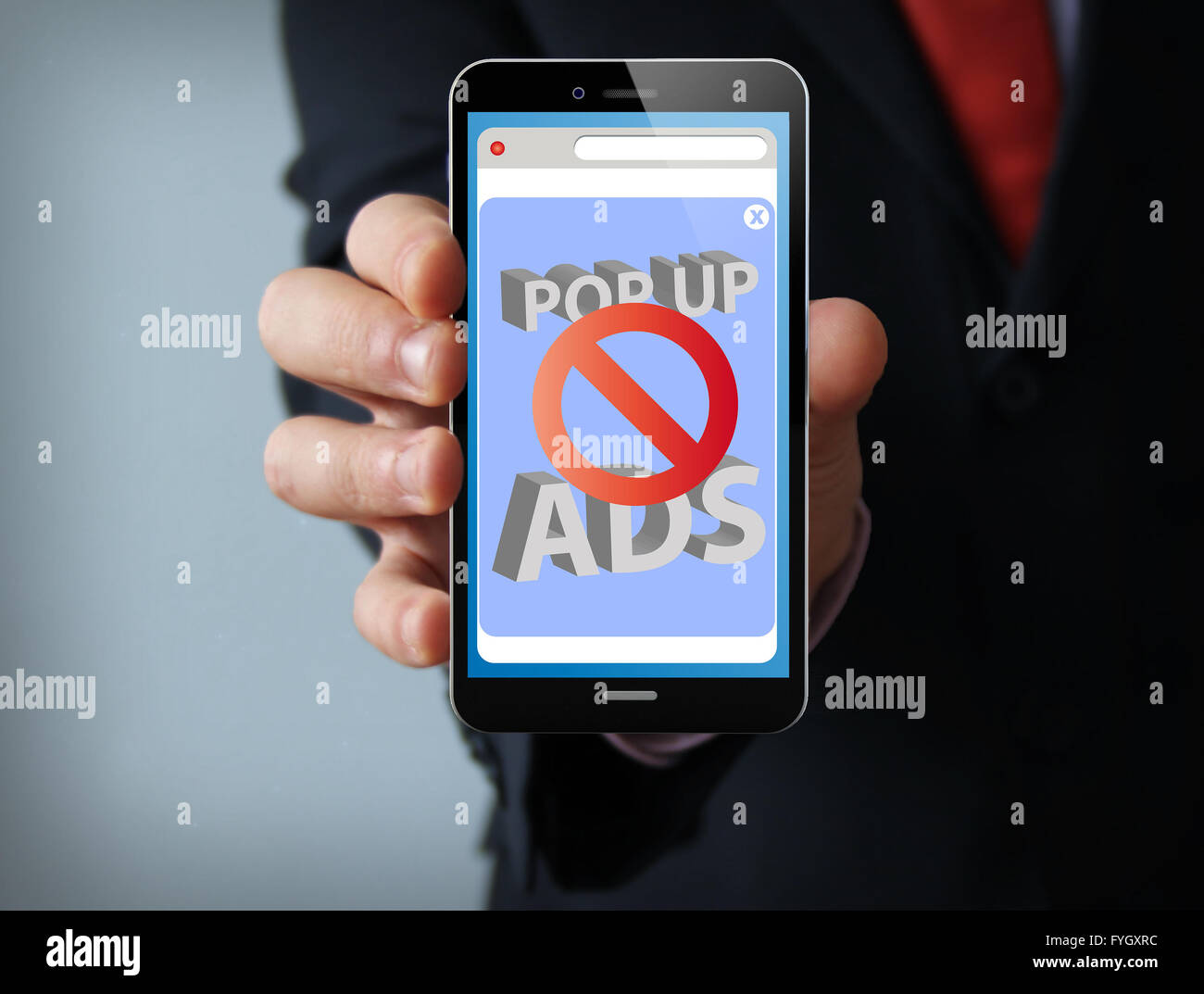 new technologies advertising concept businessman hand holding a 3d generated touch phone with