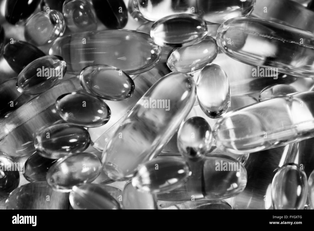 Black and White Pile of Pills Stock Photo
