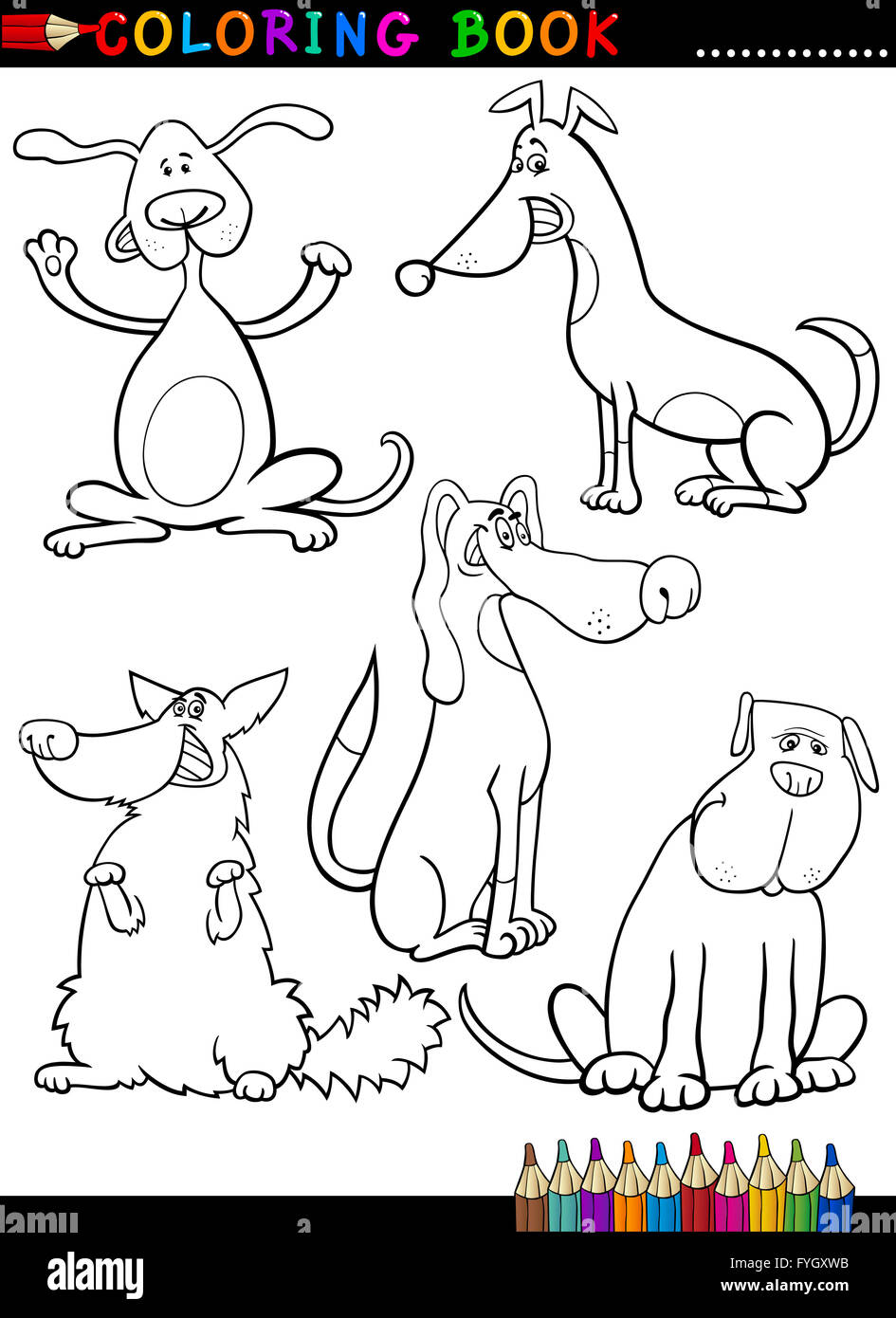 Cartoon dogs puppies coloring book hi-res stock photography and images ...