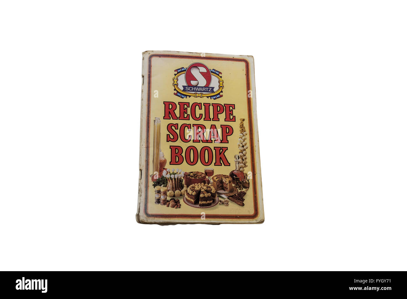 Schwartz scrap recipe book with antique recipes Stock Photo