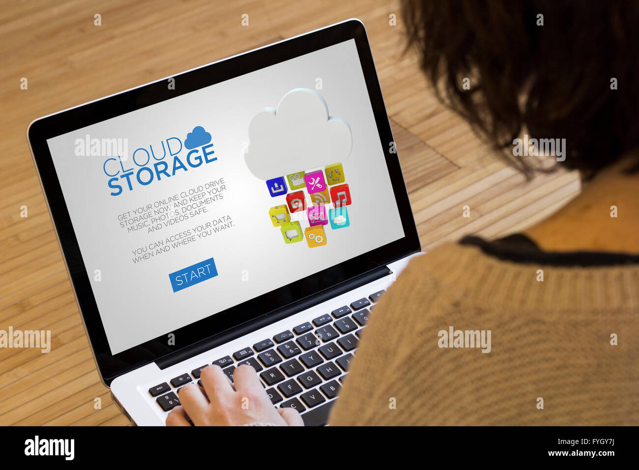 storage concept: cloud drive storage on a laptop screen. Screen ...
