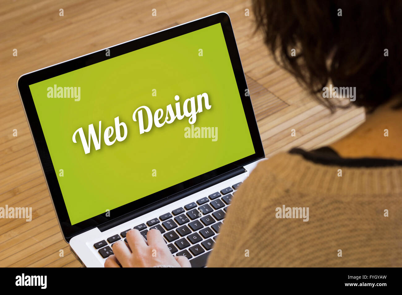 design and creativity concept: webdesign on a laptop screen. Screen graphics are made up. Stock Photo