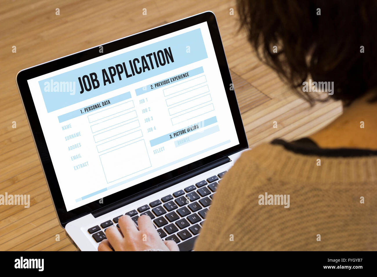 job search online concept: job application on a laptop screen Stock Photo