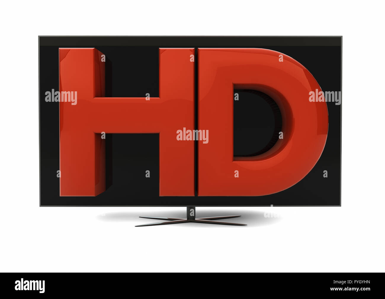 render of the text HD on a tv screen Stock Photo