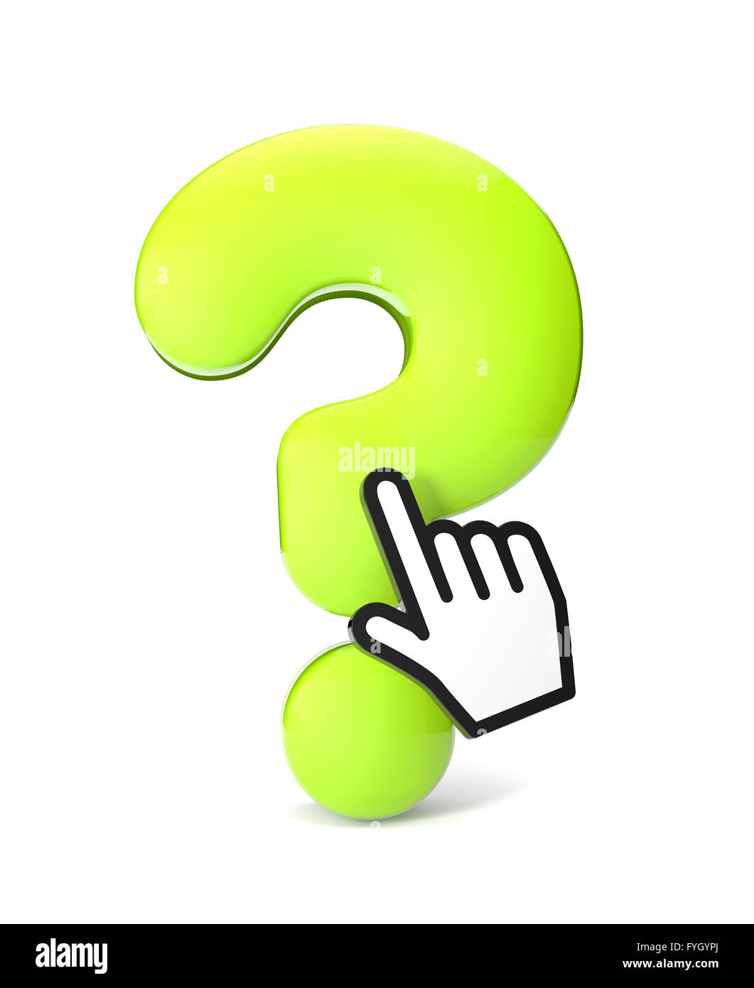 render of a question mark with a cursor Stock Photo
