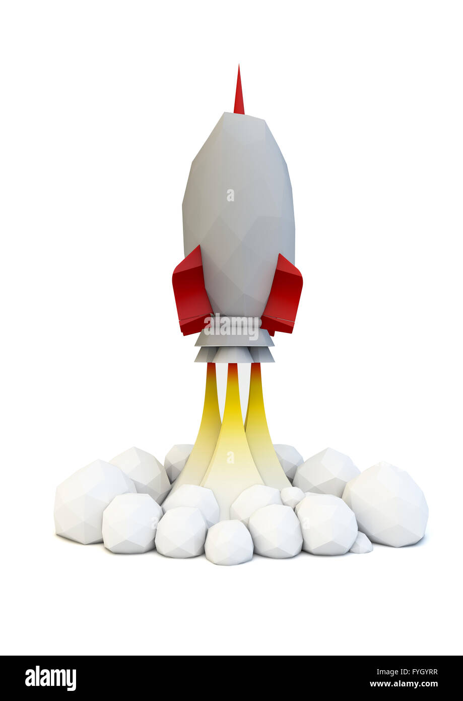 render of a rocket launch, low poly style Stock Photo