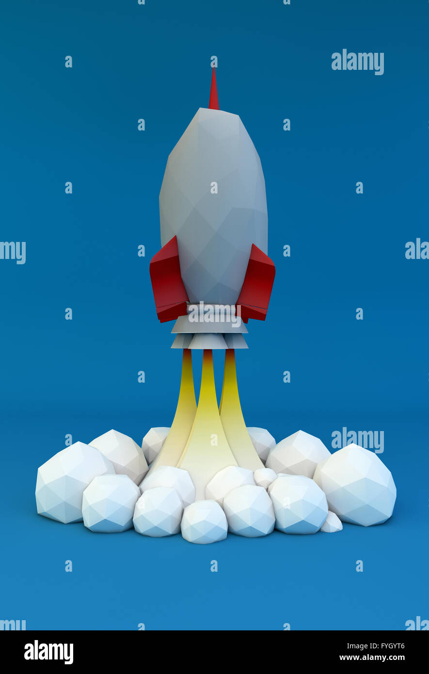 3d render of a rocket launch Stock Photo