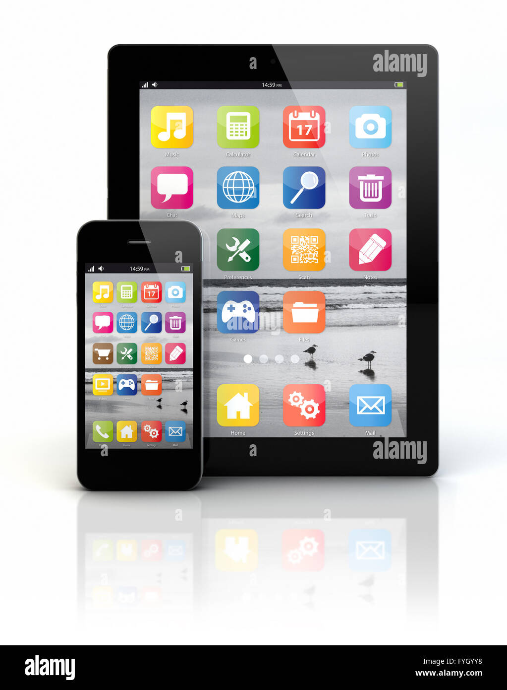 render of an smart phone and a tablet pc Stock Photo