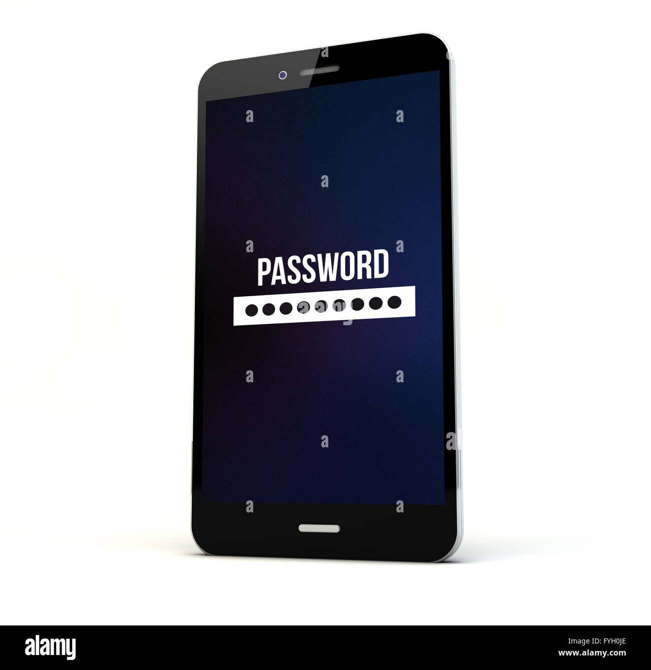 render of a phone with password on the screen isolated Stock Photo