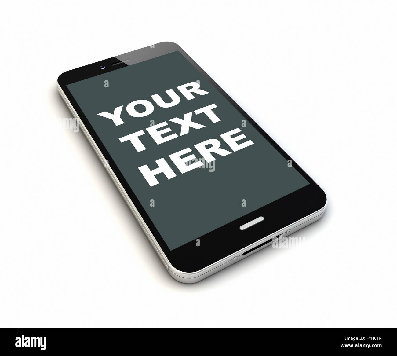 render of an original smartphone with blank screen. Screen graphics are made up. Stock Photo