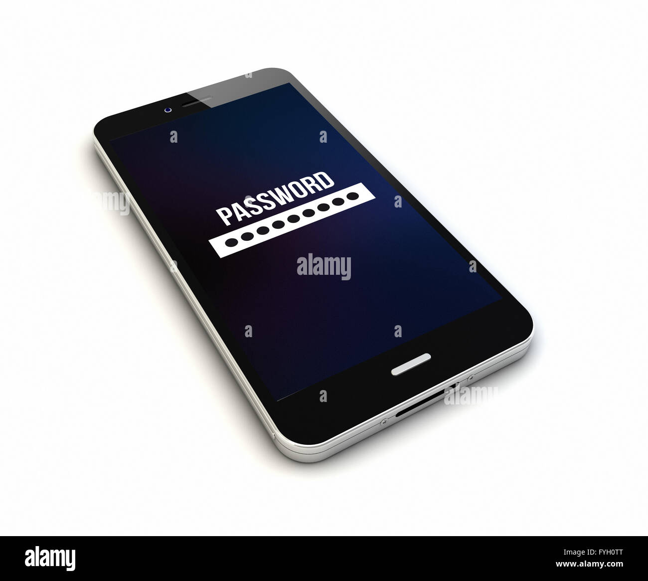 render of an original smartphone with password on the screen Stock Photo