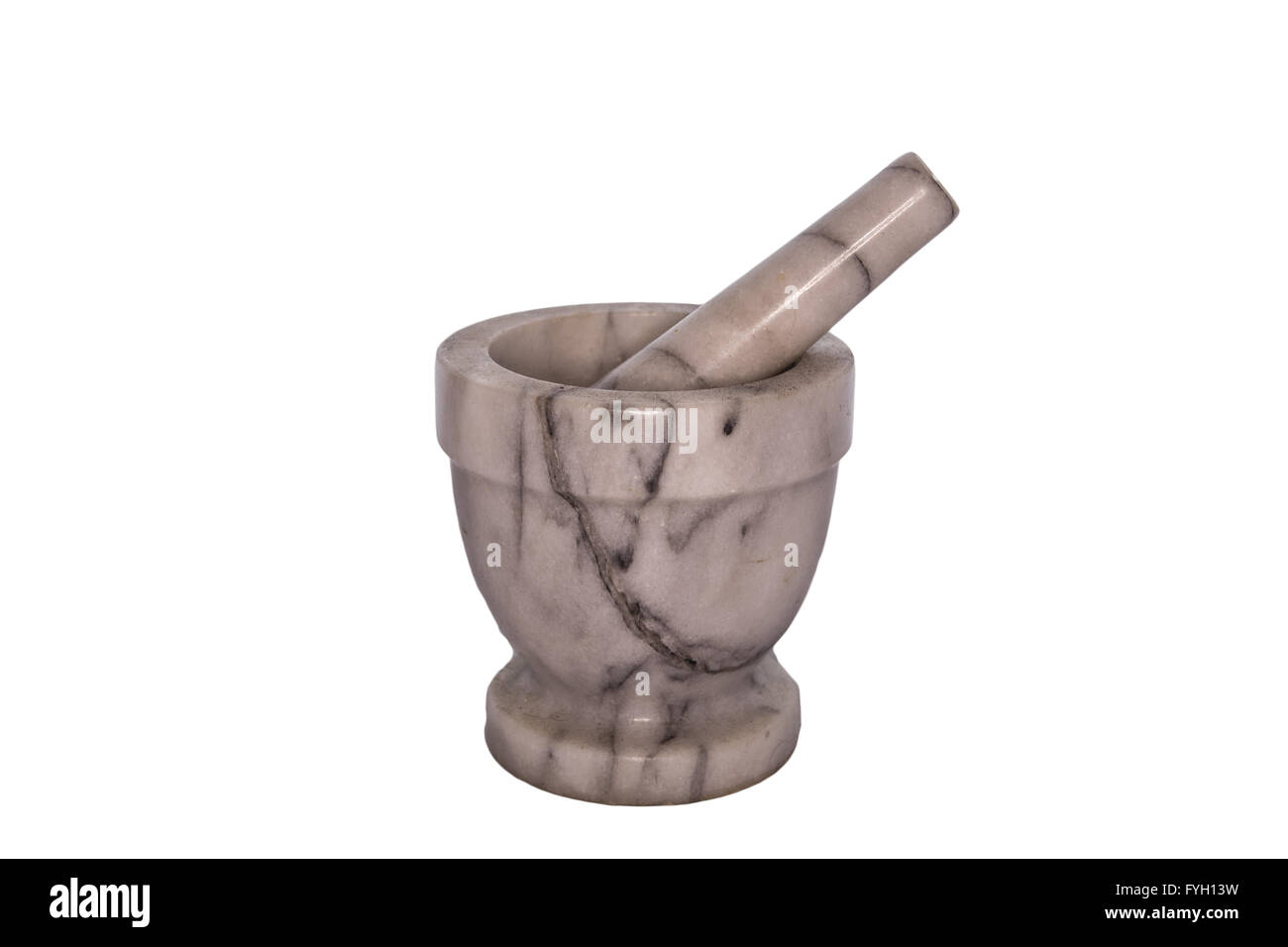 A white marble pestle and mortar Stock Photo