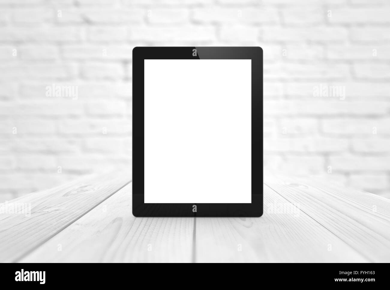 communications concept: render of a tablet with blank screen. All screen graphics are made up. Stock Photo