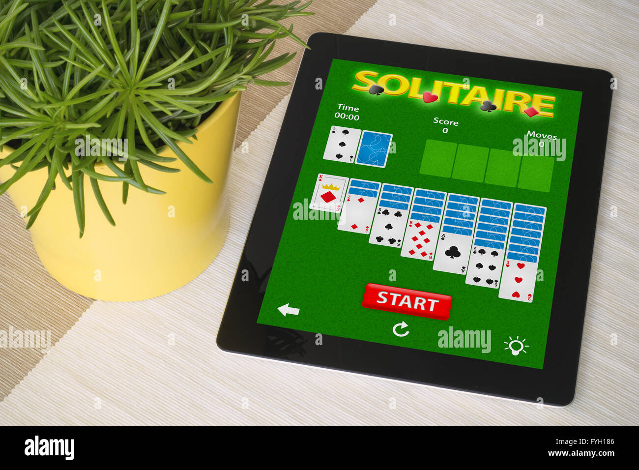 cards game app tablet. All screen graphics are made up Stock Photo Alamy