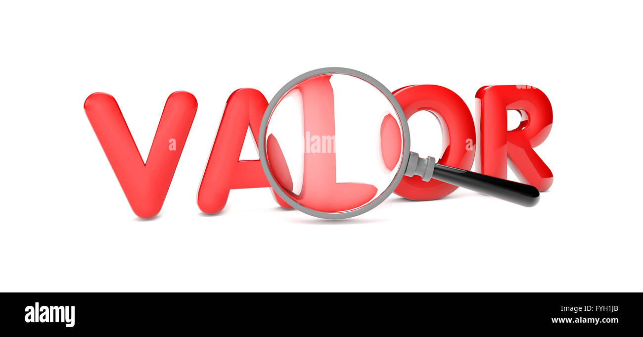 render of the text value in spanish with a magnifying glass Stock Photo