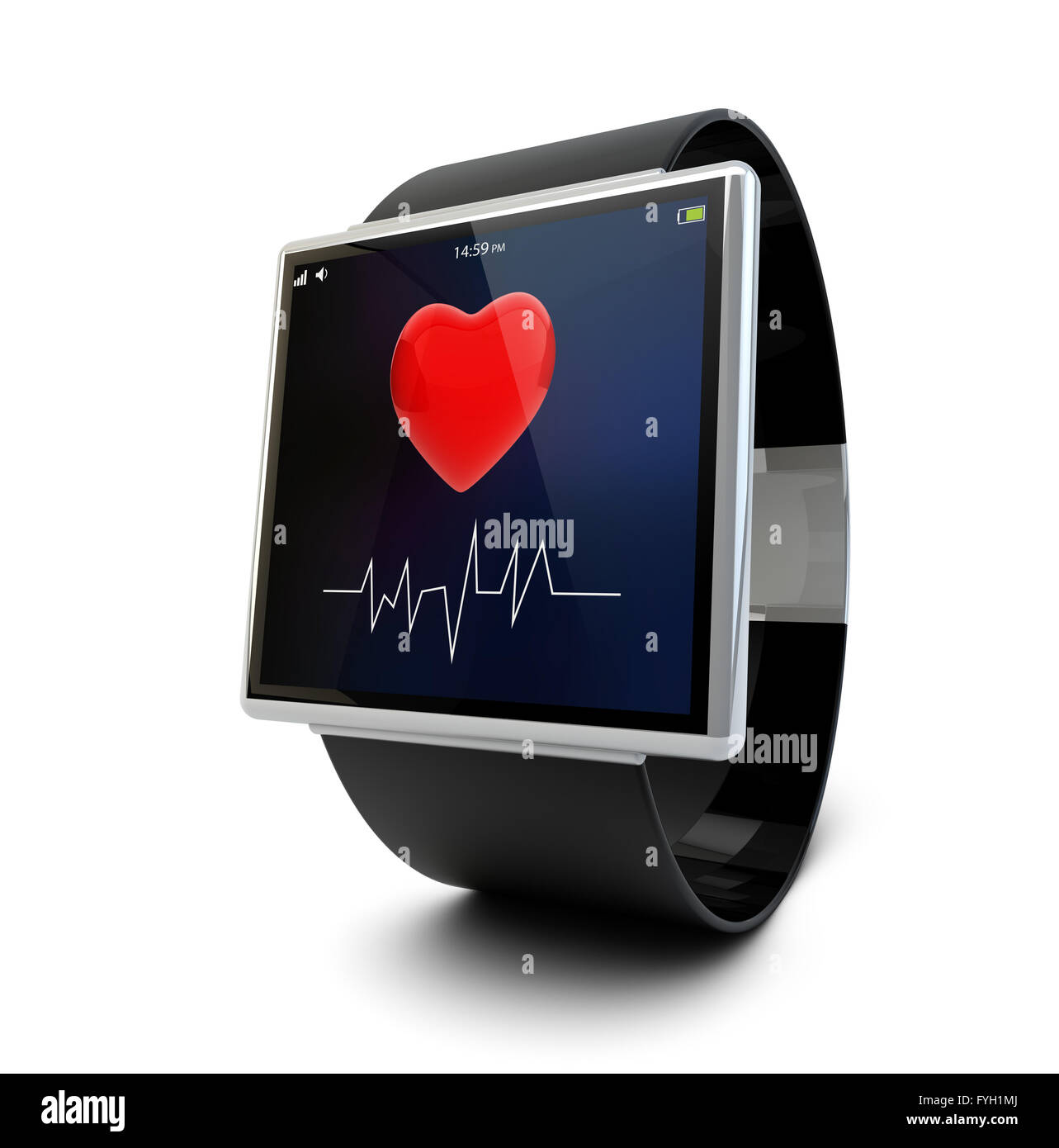 health app on a smartwatch screen, isolated on white background Stock Photo