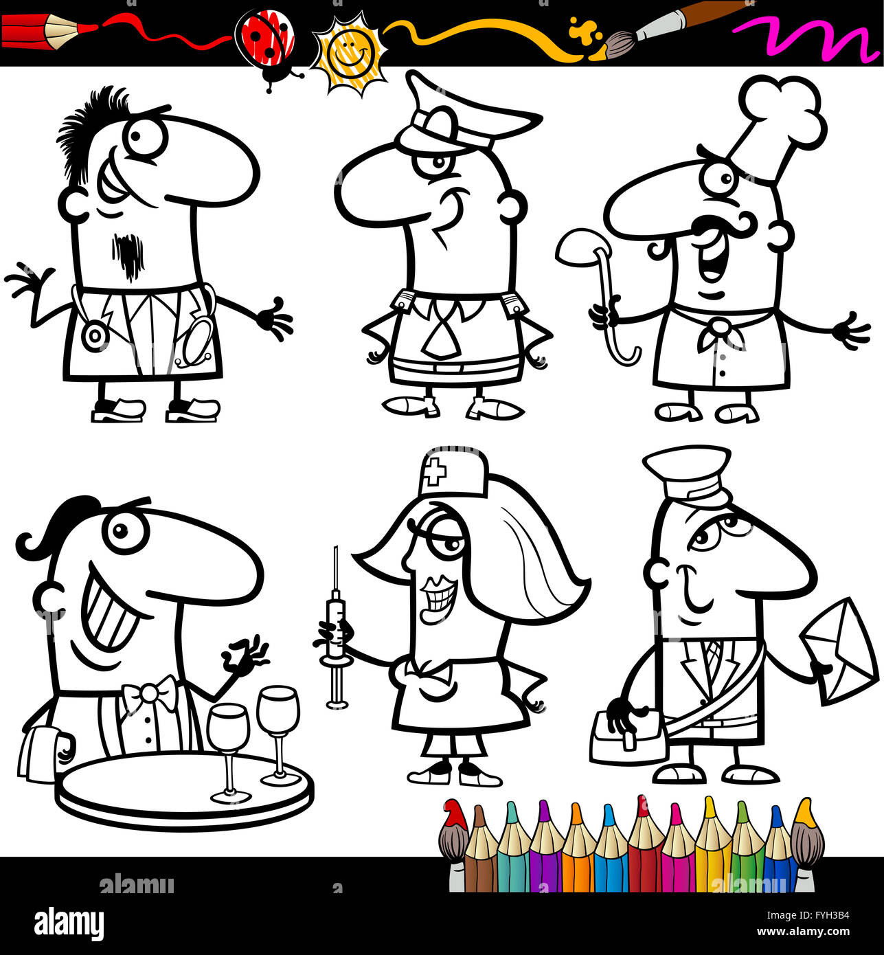 Occupations Colour In people occupations for coloring book Stock Photo - Alamy